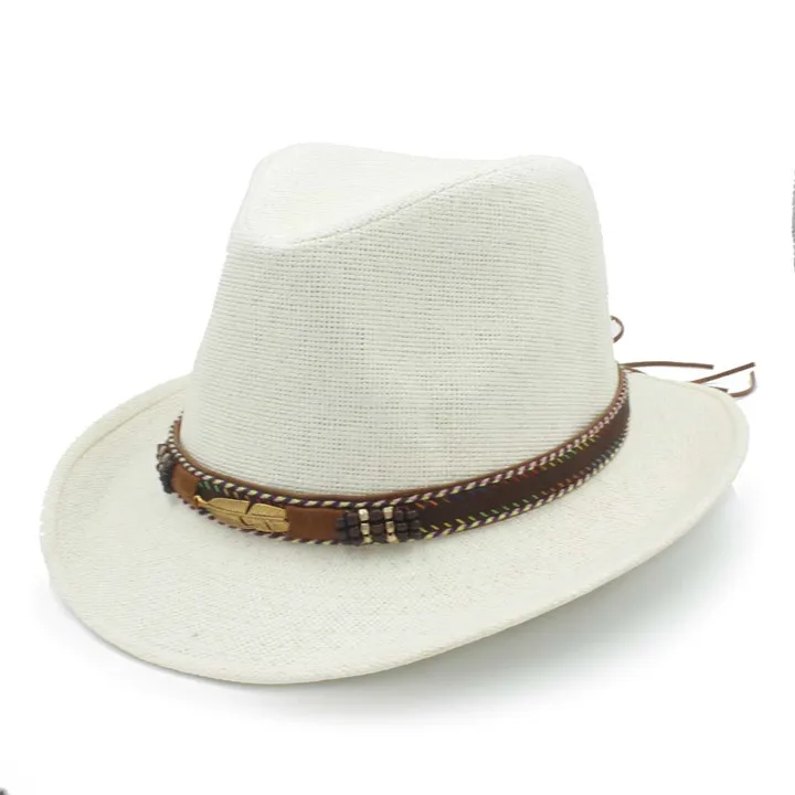 stetson fedora hats Summer Straw Women Men Beach Fedora Hat With Roll Up Brim Cowboy Sombrero Cap Billycock Caps Size 58CM packable fedora Fedoras