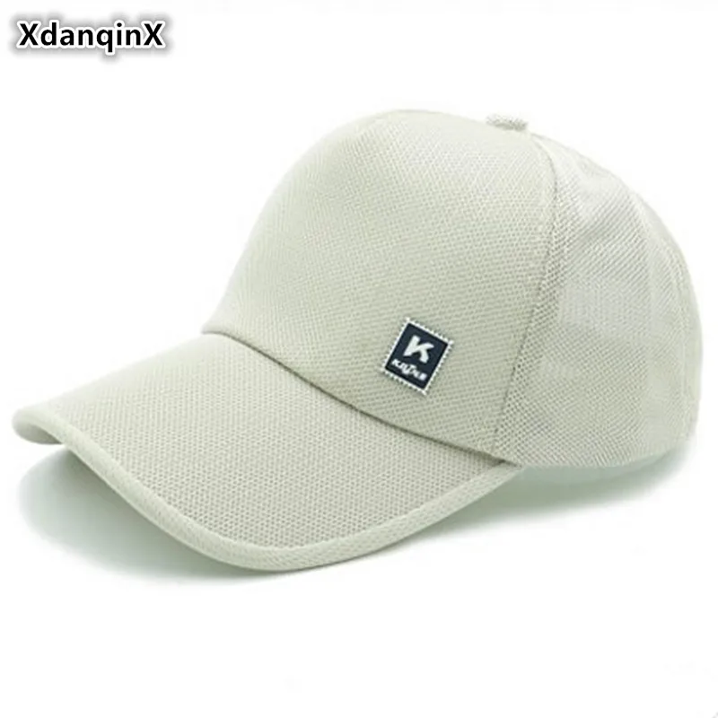 

XdanqinX Snapback Cap Summer Women's Ponytail Baseball Caps Men's Mesh Breathable Sports Cap Adjustable Size Fashion Couple Hat