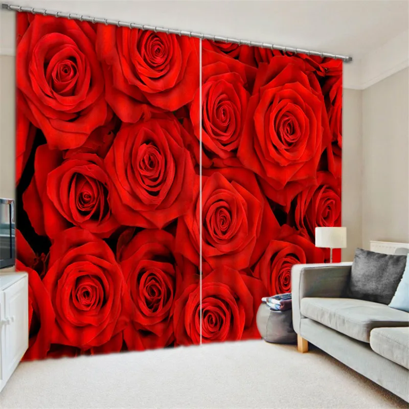 Красная роза цифровая печать 3D затемненные шторы для гостиной постельные принадлежности комнатные шторы Cotinas para sala