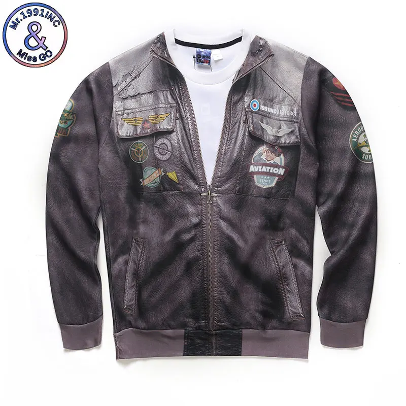 

Mr.1991INC American Style Men Crew Neck Aviator Sweatshirt False Two Pieces 3d Print Pilot Bomber Sweatshirts For Mens Hoodies