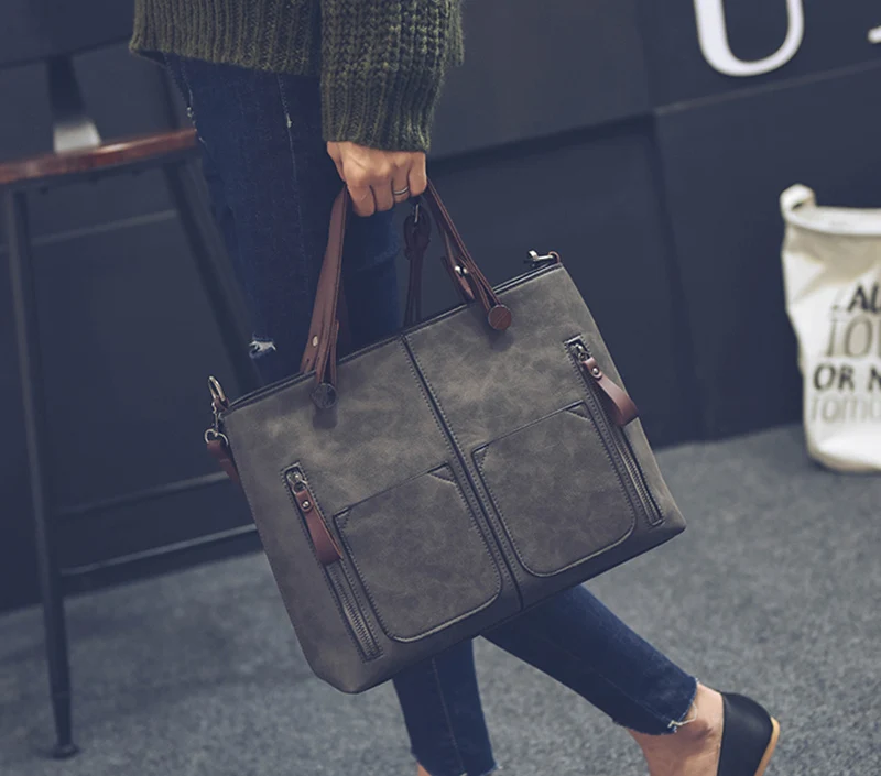 Women Shoulder Bag Vintage PU Leather Casual Totes Female Daily Shopping Bags Luxury Designer Ladies Handbag Dames Tassen SS0375 (6)
