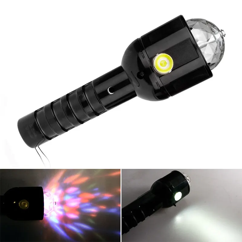 

2in1 Rotating DJ Light RGB LED Stage Light Disco Christmas Crystal Ball Lamp with Cool White Flashlight for Party Halloween