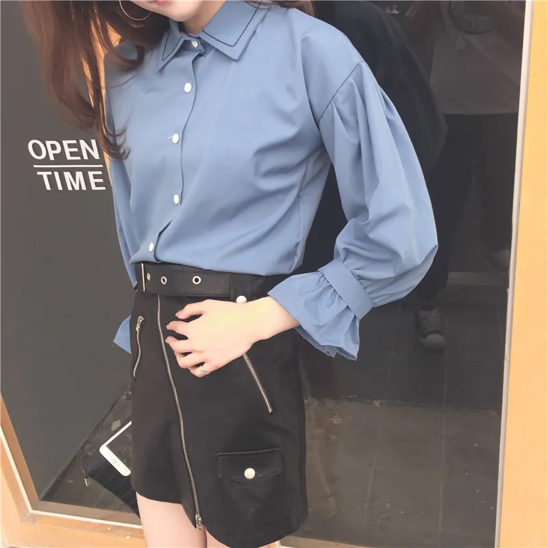 

Chiffon Blouse 2019 Fashion Long Sleeve Women Blouses and Tops Skew Collar Solid Office Shirt Casual Tops Blusas Chemise Femme