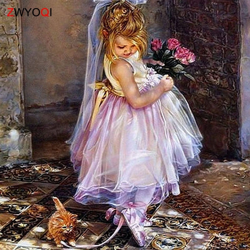 Diamond-embroidery-5D-Square-diamond-icons-decorative-diy-diamond-painting-Beautiful-Kid-In-Dress-KBL