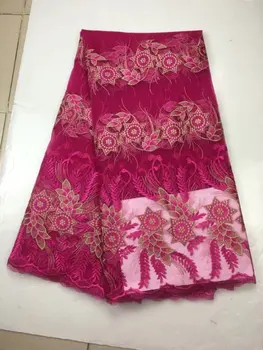 

Latest African Lace Fabric Pink Embroidered 3d Flower Nigerian Lace Fabrics High Quality Lovely French Lace Fabric For Dress