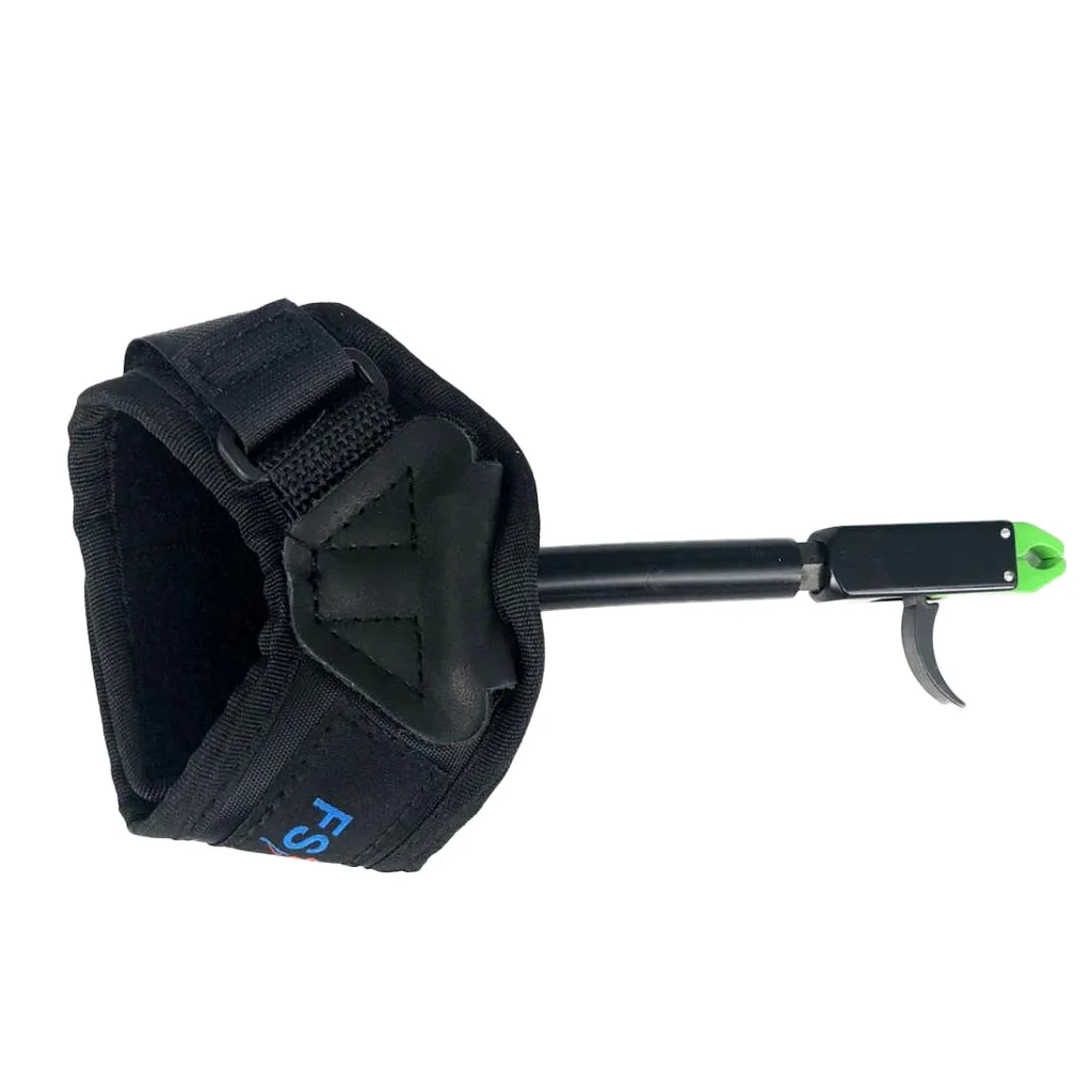 Archery Compound Bow Release Adjustable Black Wrist Strap With Green Clasp Outdoor Hunting Equipment 360-degree