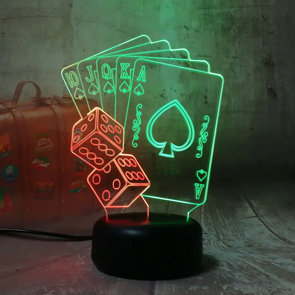Новинка Покер игральные карты 3D светодиодный RGB 7 смешанный двойной цвет ночной Светильник дети подарок на день рождения игрушки Рождество украшения спальни