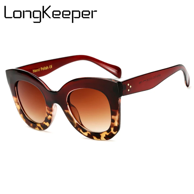 Женские солнцезащитные очки кошачий глаз LongKeeper винтажные леопардовые UV400