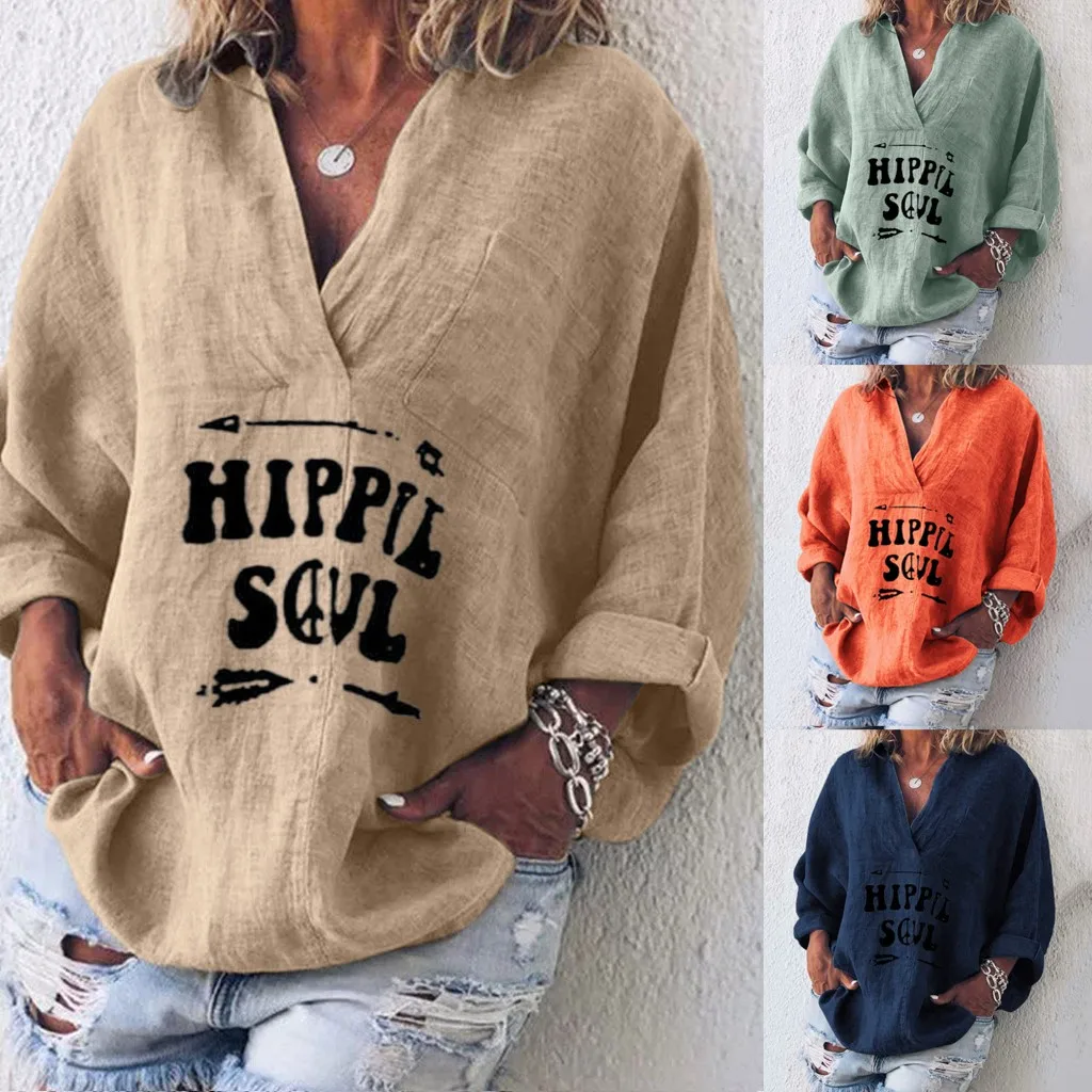 

Womens Long Sleeve Cotton Linen Kaftan Ladies Baggy Tshirt Tops Tee Shirt Tops S-5XL