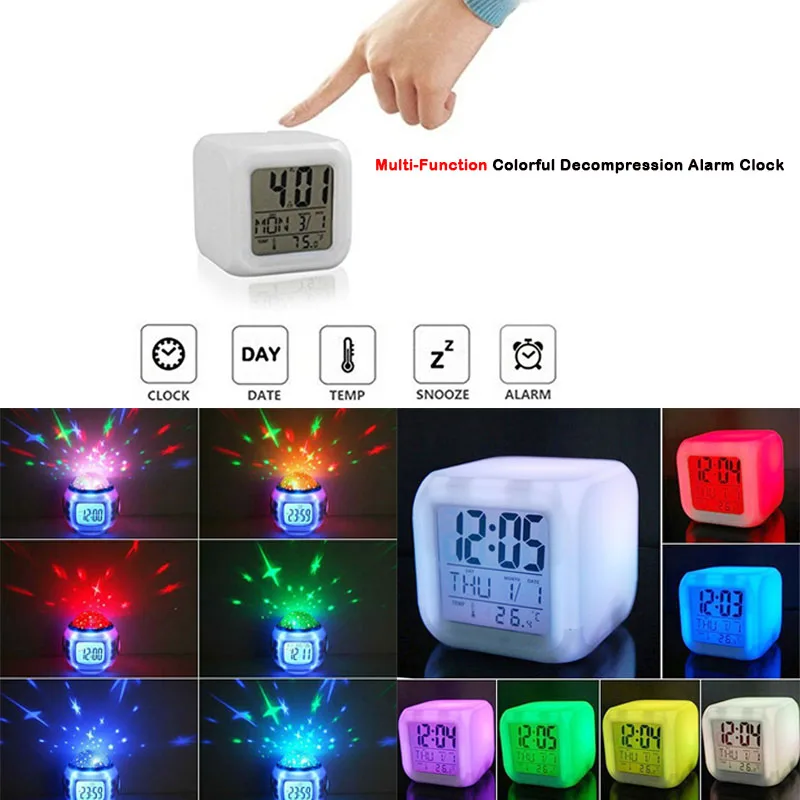 

7 Color LED Change Digital Glowing Alarm Clock Night Light for Bedroom Child HOT Digital Alarm Clock Electronic Gadgets