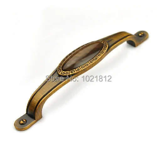 

Euro-style Antique Coffee Color Inlaid Jade Wardrobe Cabinet Door Handle Knob Drawer Handle Knob 128mm CC