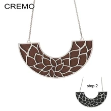 Cremo Necklaces & Pendants Stainless Steel Pendant Necklace Interchangeable Reversible Leather Vintage Necklace Choker For Women vintage faux leather x shaped choker necklace