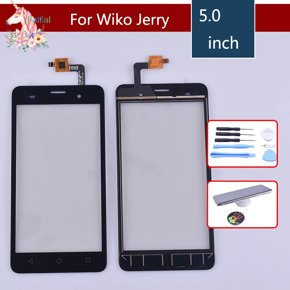 

5.0" For Wiko Jerry Touch Screen Panel Sensor Digitizer Front Outer Glass Touchscreen Jerry Touch Panel Replacement Black