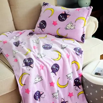 Kawaii Sailor Moon Purple Blanket & Pillow Case