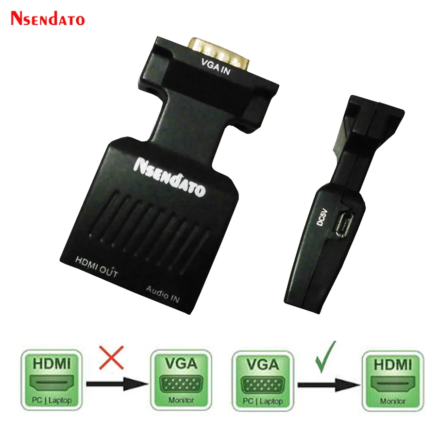 1080 p VGA Maschio a HDMI Femmina Full HD Video Converter Con Audio vga HDMI