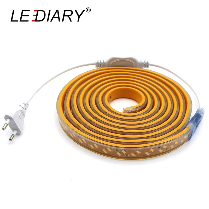 

LEDIARY IP67 LED Strip 220V 5630/5730 120LED/M Waterproof Flexible Lamp Replace T5 Real 10W/M With EU/US Plug Warm/Cold White