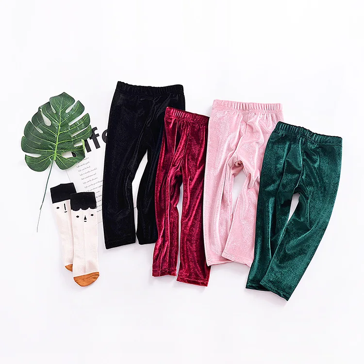 Baby Girls Pants Gold Velvet Leggings For Girl 2018 Spring Children