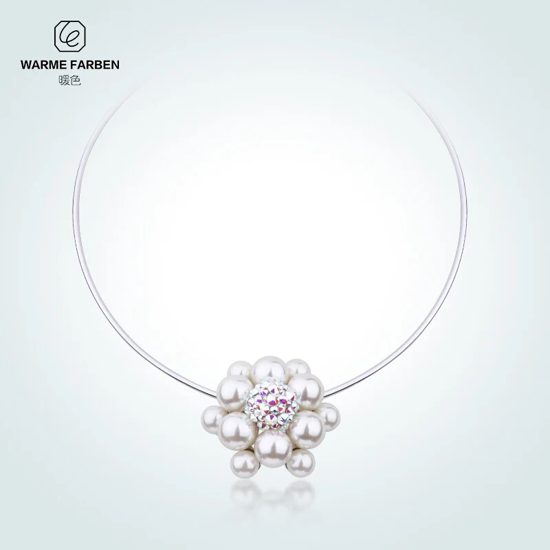 Warme Farben Women Pearl Choker Necklace Luxury Crystal from Swarovski Chain Ethnic Torques Necklace Clavicle Gifts for Ladies Warme Farben Women Pearl Choker Necklace Luxury Crystal from Swarovski Chain Ethnic Torques Necklace Clavicle Gifts for Ladies