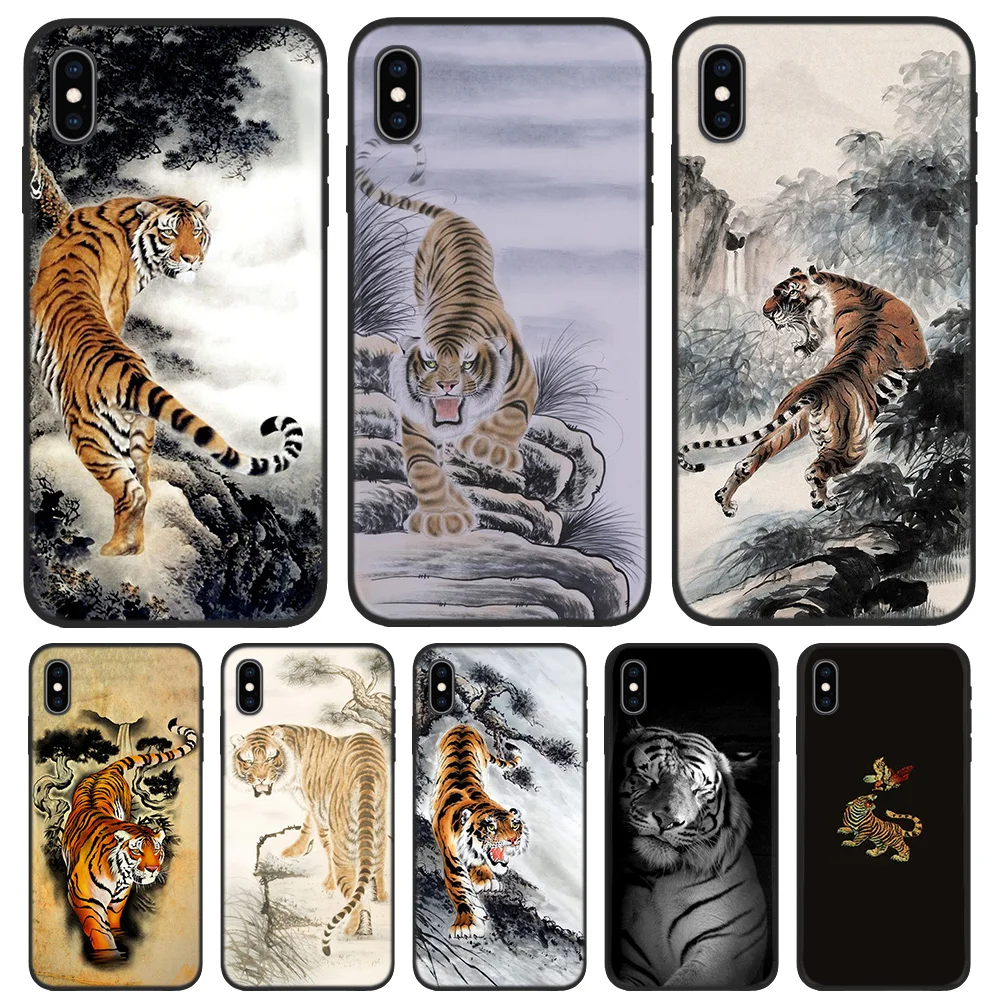

Silicone TPU Bag Cover Case for iPhone 5 5S SE 6 6S 7 8 Plus X XR XS Max iPhone 11 11Pro MaxFundas Cas Capa Fall Japanese Tiger