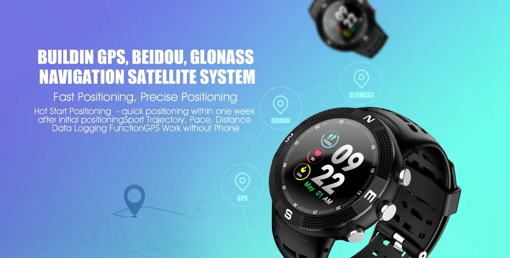 Новинка 2019 водонепроницаемые Смарт часы IP68 с GPS цветной экран F18 большой