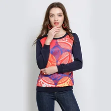 Женский полиэстер Повседневный трикотажный полный осенний цветной большой размер