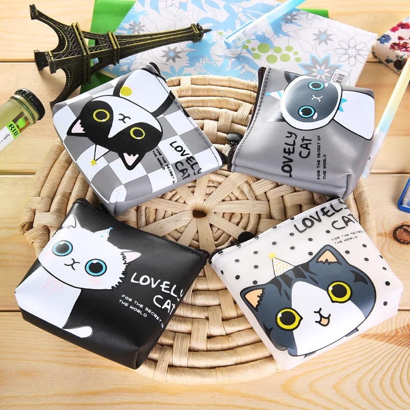 

Cute Korean creative Purses for Students waterproof jelly purse kids dot cat zero coin bag Pouch