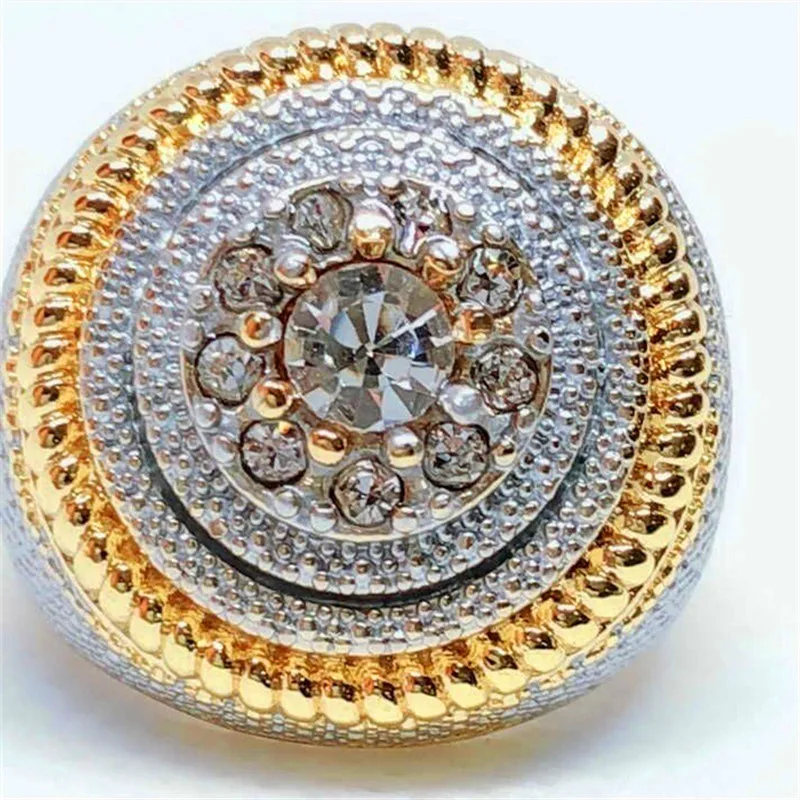 

Gorgeou Crystal Male Female Zircon Stone Ring Luxury Yellow Gold Color Wedding Jewelry Big Engagement Rings For Men And Women
