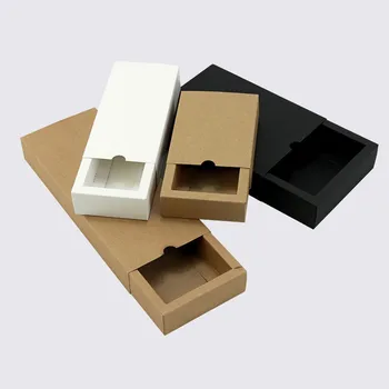 

100pcs/lot White/Black/Kraft paper Drawer shape Handmade Soap Packaging Paper Boxes different sizes Gift packaging box