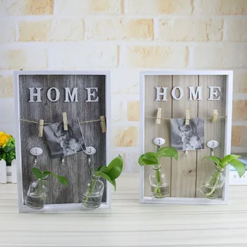 

Modern Plant Seed Pastoral Water Planting Bottle Wooden Picture Clip Home Decoration Miniatures Photo Rack Christmas Gifts Craft