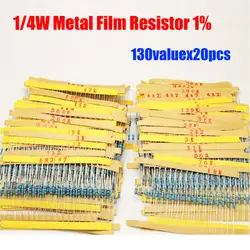 0,25 W металлический пленочный 130valuesX20pcs = 2600 шт. 1/4 Вт Резистор Комплект 1R ~ 3 м комплект резисторов