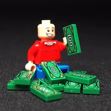10pcs lot MOC 100 Dollar Bill Money The bank street Pattern Building blocks bricks DIY font