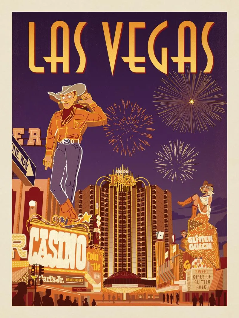 Las Vegas Casino Showgirl: Retro Travel Poster | Large Solid-Faced Canvas Wall Art Print | Great Big Canvas