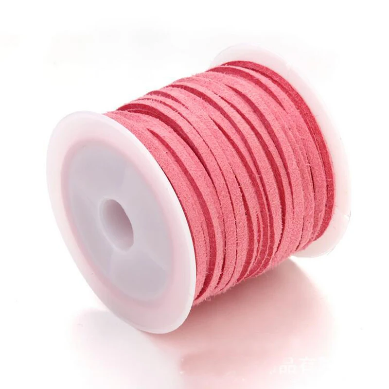 2 m\lot 2.8 mm Width Pink Leather Cords DIY Craft Supply Faux Suede