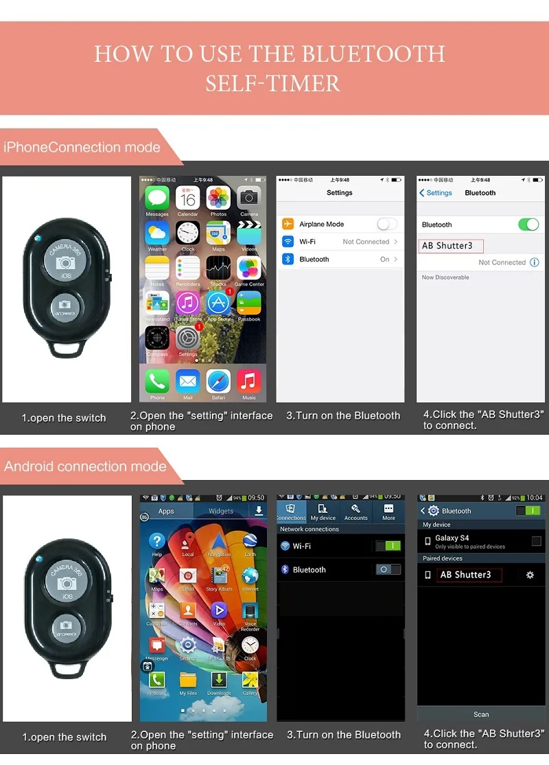 JOYTOP беспроводной Bluetooth пульт дистанционного спуска затвора камеры затвора селфи Автоспуск таймер для iPhone для samsung для Xiaomi Android