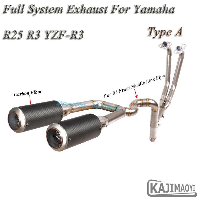 R3 полный цикл Системы выхлопа скольжения на Yamaha R25 YZF-R3 изменение переднее соединение Соединительная труба из углеродного волокна глушитель выхлопных газов