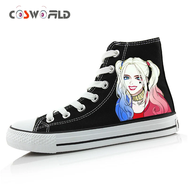 

Cosworld Suicide Squad Canvas Shoes Women Casual High-Top Star Flat ShoesPrinting Shoes Harley Quinn Joker Leisure Shoes