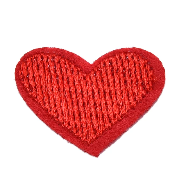 1Pcs Red Love Heart Embroidered Patches Iron On For Clothing Applique