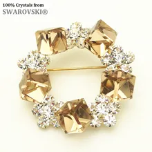 2017 regalo del día de madre Champange Oro Austriaco Swarovski Elements Rhinestone Crystal forma de la flor para Las Mujeres Nuevas