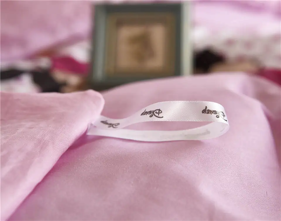 Розовый Минни Маус Дисней мультфильм 3D печатных постельных принадлежностей девушки украшения в спальню хлопок кровать пододеяльники односпальные полный размер королевы
