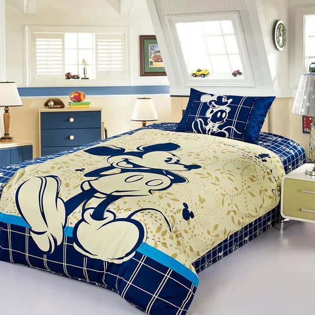disney mickey mouse bedding set 100 cotton cartoon duvet cover blue queen size mickey mouse sheets