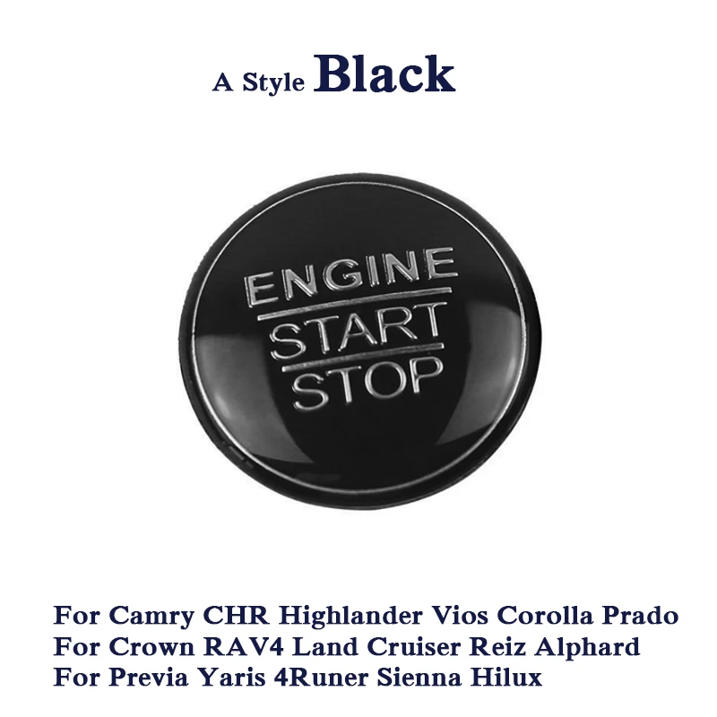 Кнопка запуска двигателя Замена крышки Стоп ключ аксессуары переключатель зажигания Крышка для Toyota Camry Corolla Vios Reiz RAV4 CHR Yaris