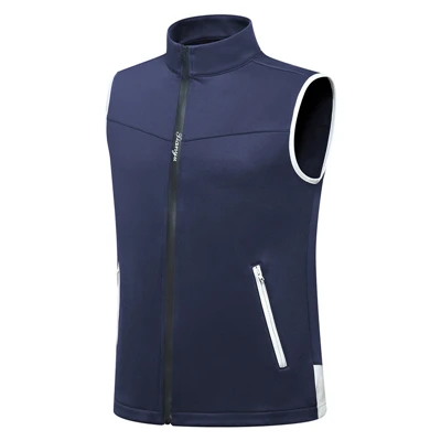Мужская теплая жилетка без рукавов, зимняя ветрозащитная жилетка на молнии, ветровка для гольфа, спортивная одежда D0654 - Цвет: Синий