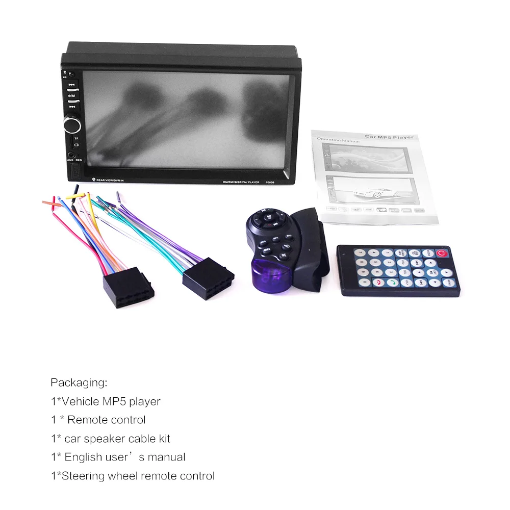 Автомагнитола на руль с сенсорным экраном 7 дюймов MP5 MP3 2 DIN USB TF AUXIN bluetooth|radio socket|radio