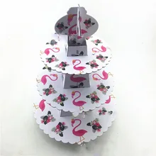 1 шт./компл. Фламинго Baby Shower День рождения украшения поставки картон торт 24 кексы 3 яруса кружевных