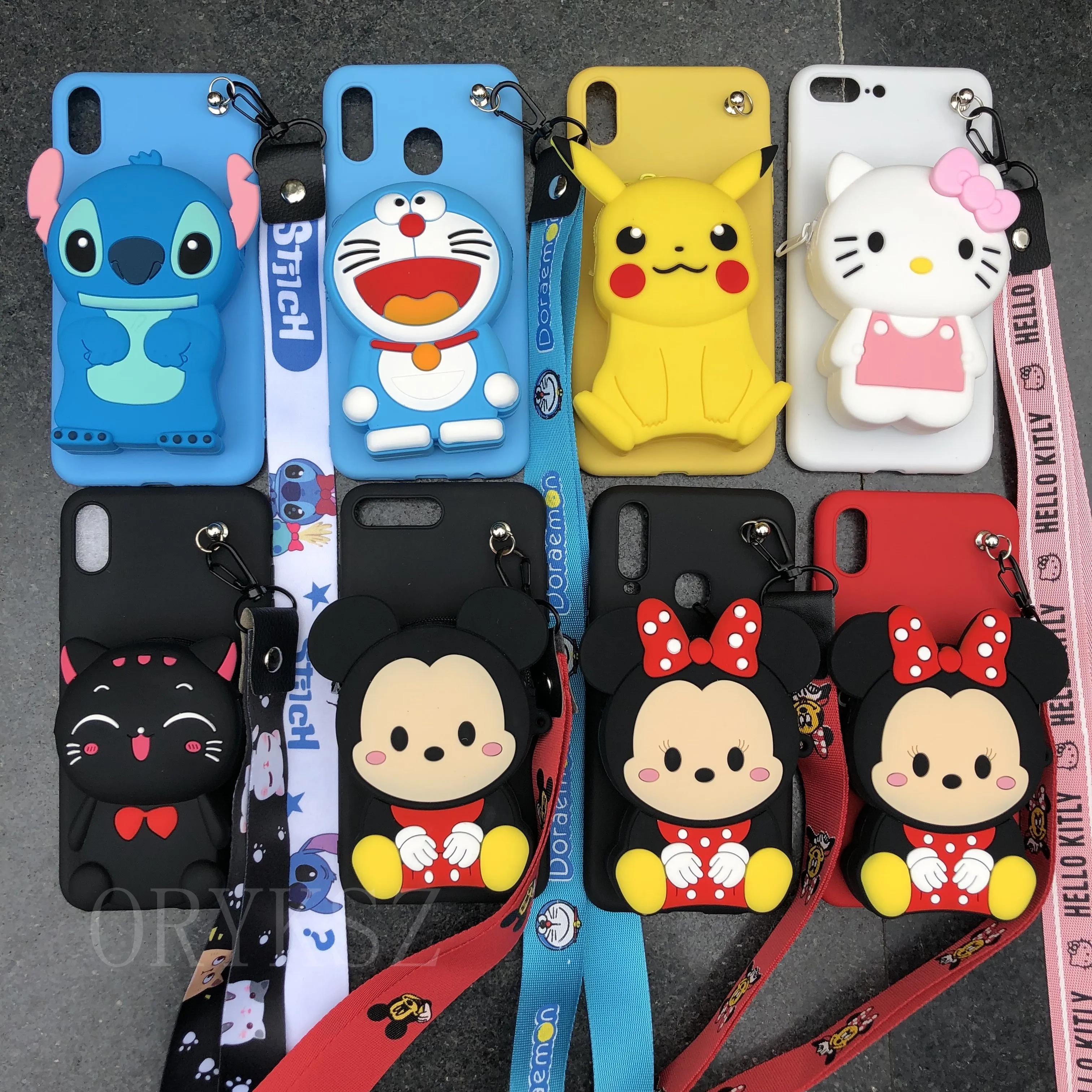 ORYKSZ 3D мультяшный кошелек на молнии TPU чехол для Samsung galaxy M10 M20 M30 A10 A20 A30 A40 A50 A70 A3 A5 A7