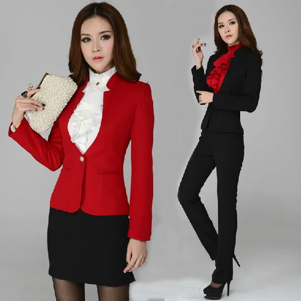 New Autumn Winter Ladies Business Sets Pants Suits Professional Work Wear Form Suits Women Career Outerwear Plus Size XXL