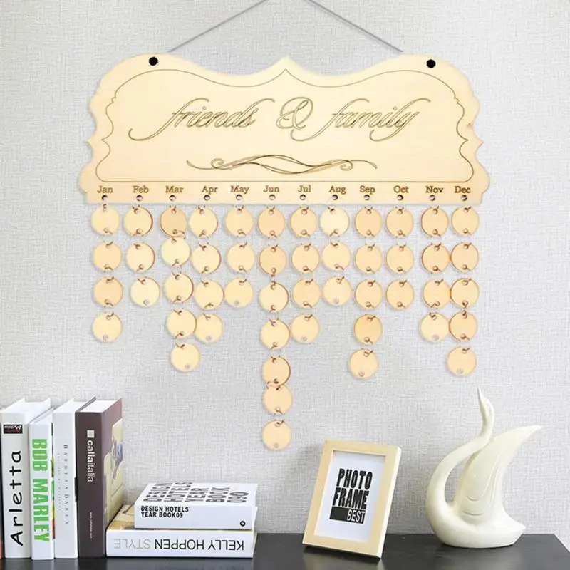 VODOOL Hot DIY Fashion Wooden Birthday Calendar Family Friends Sign Special Dates Planner Board Hanging Decor Gift Decorate Home VODOOL Hot DIY Fashion Wooden Birthday Calendar Family Friends Sign Special Dates Planner Board Hanging Decor Gift Decorate Home