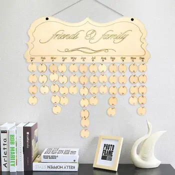 

VODOOL Hot DIY Fashion Wooden Birthday Calendar Family Friends Sign Special Dates Planner Board Hanging Decor Gift Decorate Home