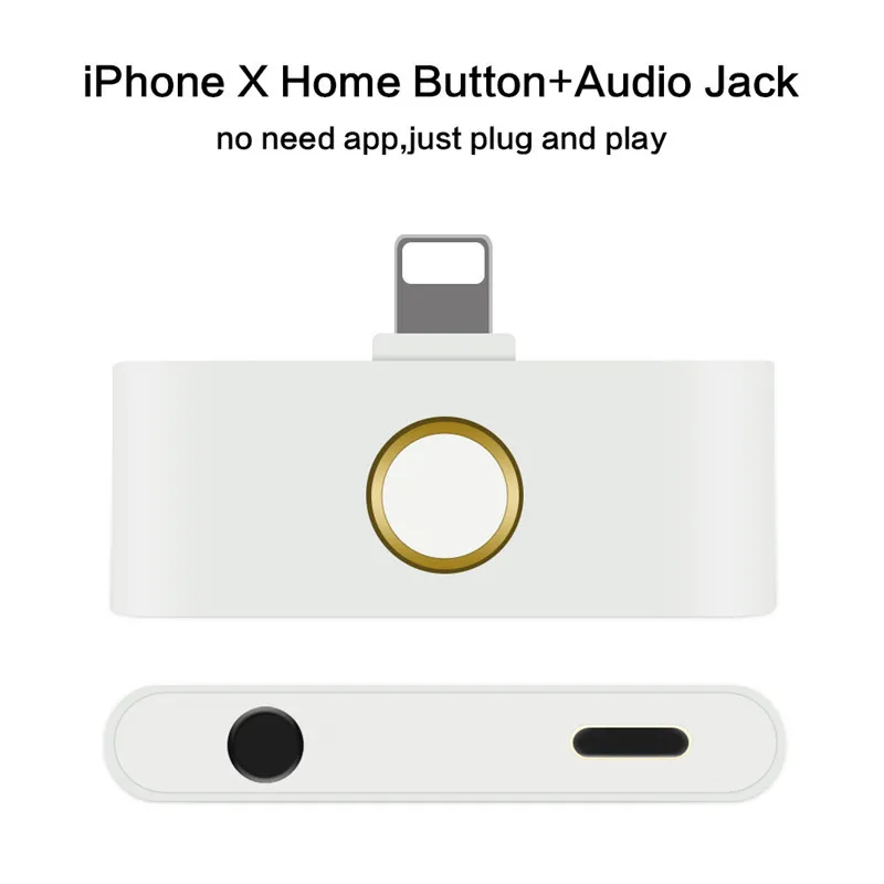 

Two-in-one Audio Charge Adapter for song charging is suitable for iPhone 8/8plus/7 /7plus/ iPad 4 external HOME key adapter
