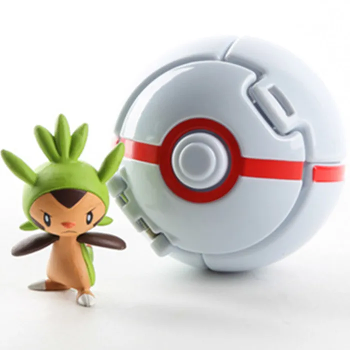 Chespin white Пикачу покеболл+ 1 шт бесплатно крошечные случайные фигурки внутри фигурки игрушки мяч - Цвет: Chespin white
